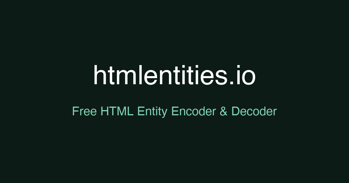 HTML Encode Entities - Encoder & Decoder Online